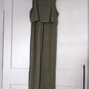 Maternity & Postpartum Women's Maxi Sleeveless Olive Green with Nursing access